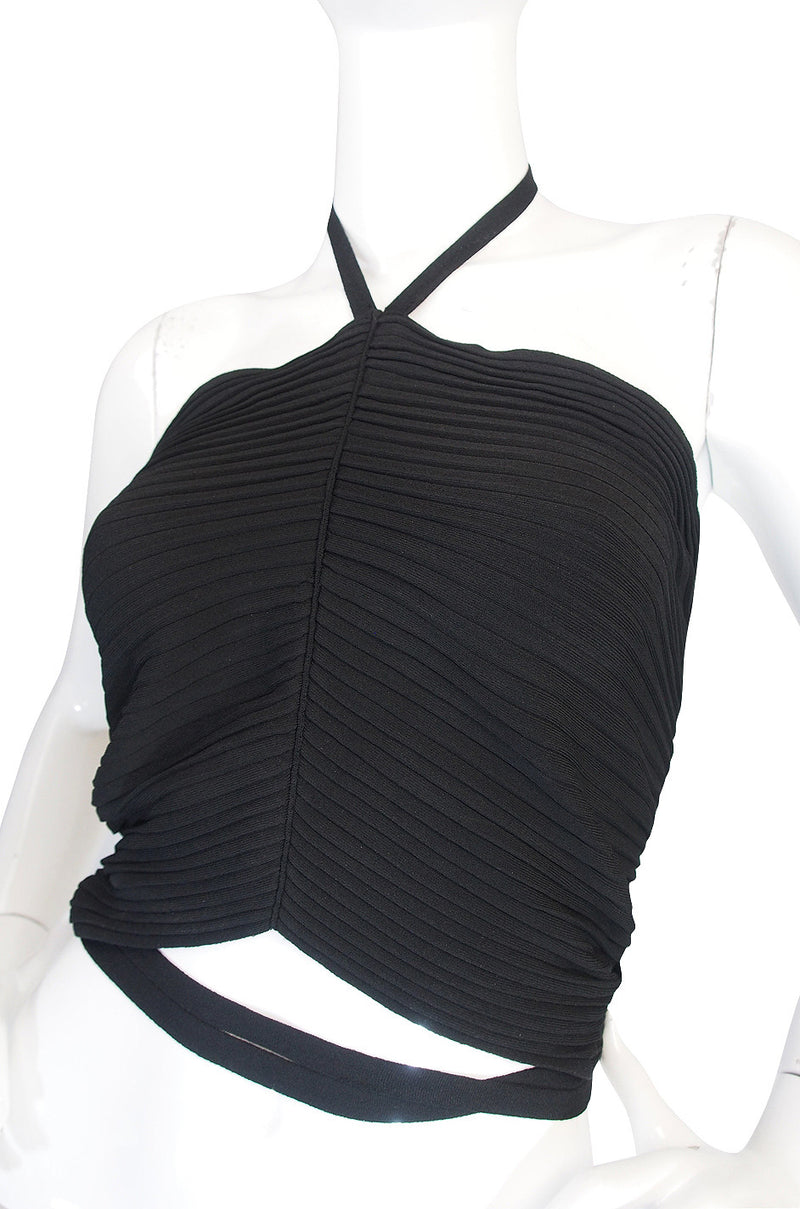 circa 1996 Tom Ford for Gucci Black Halter Knit Top