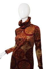 1970s Bullock's Wilshire Panne Velvet Print Dress