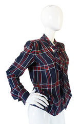 Spring 1984 Haute Couture Plaid Silk Yves Saint Laurent Top