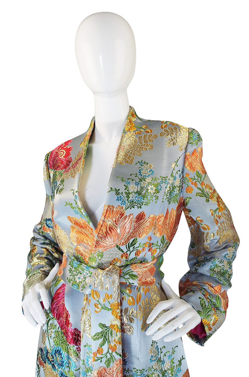 1990s Peggy Jennings SIlk Brocade Wrap Coat