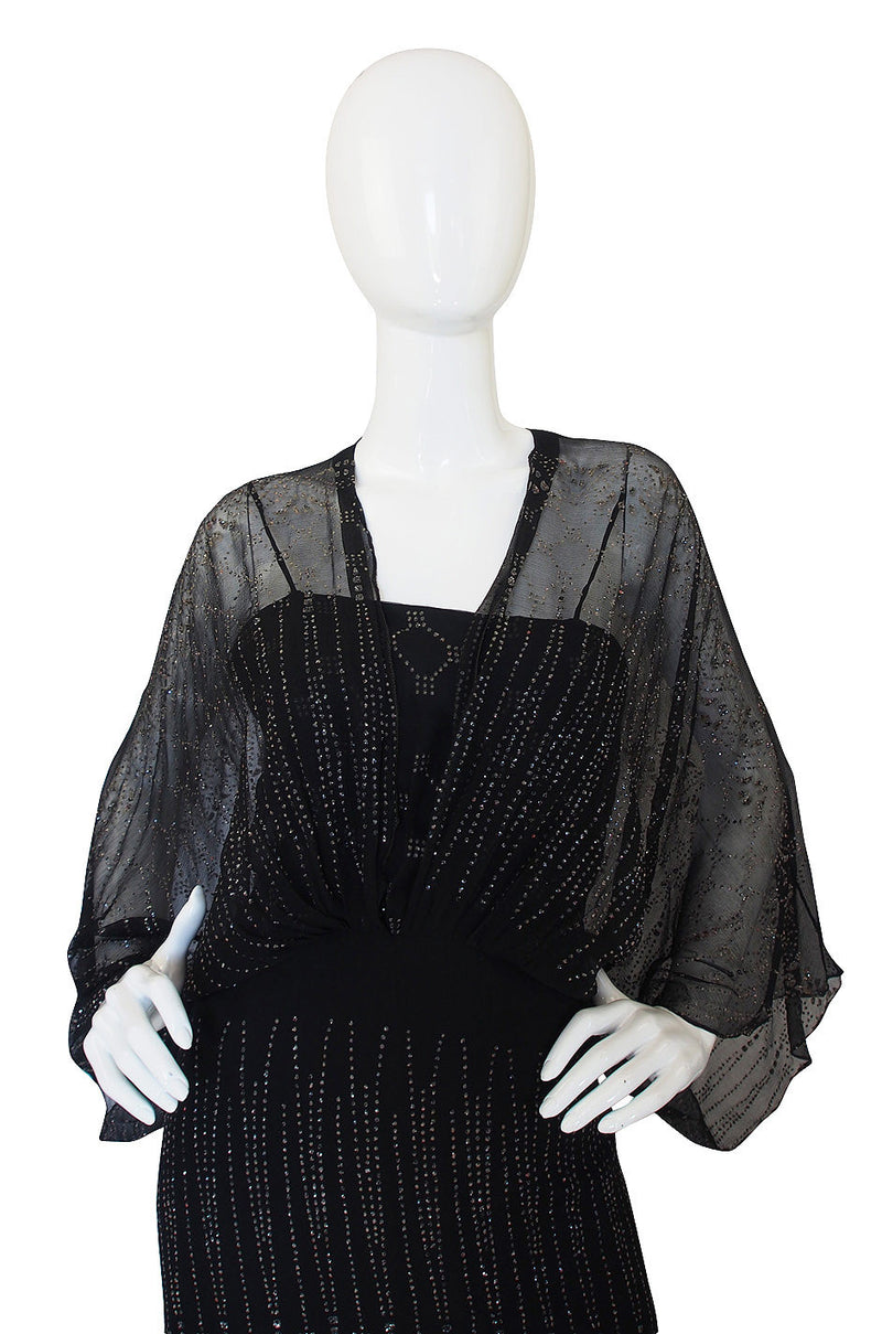 1970s Glitter & Silk Gina Fratini Trained Gown