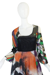 Museum Exhibited 1971 RTW Thea Porter Painted Print Dress