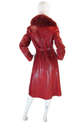 Rare 1970s Red Snakeskin & Fox Gucci Trench Coat