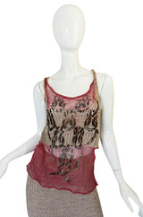 1990s Vivienne Westwood Gilt Painted Knit Skirt & Tank