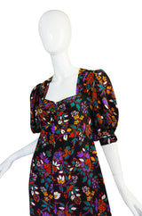 Early 1970s Silk Floral Yves Saint Laurent Dress
