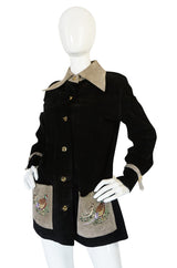 1970s Gucci Suede Jacket With Embroidered Pheasants