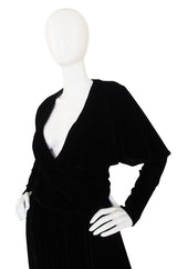 1990s Calvin Klein Velvet Wrap Top & Skirt
