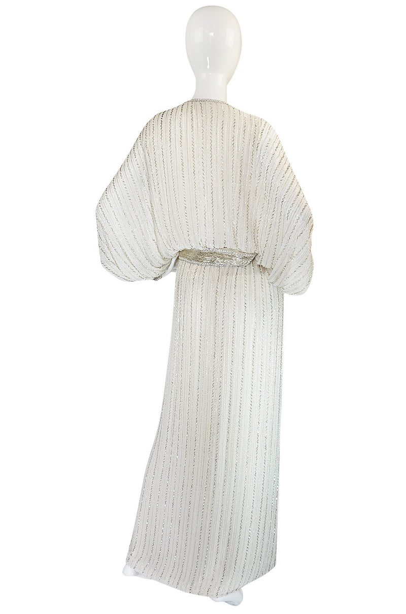 Incredible 1970s Bob Mackie Heavily Beaded Silk Dress