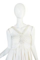 1930s Cream Beaded Silk Crepe Dress