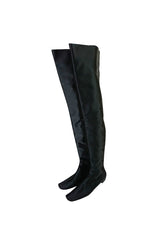 Early 2000s Marni Black Silk Thigh High Boots