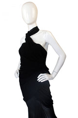 Rare 1980s Thierry Mugler One Shoulder Silk & Sheer Dress