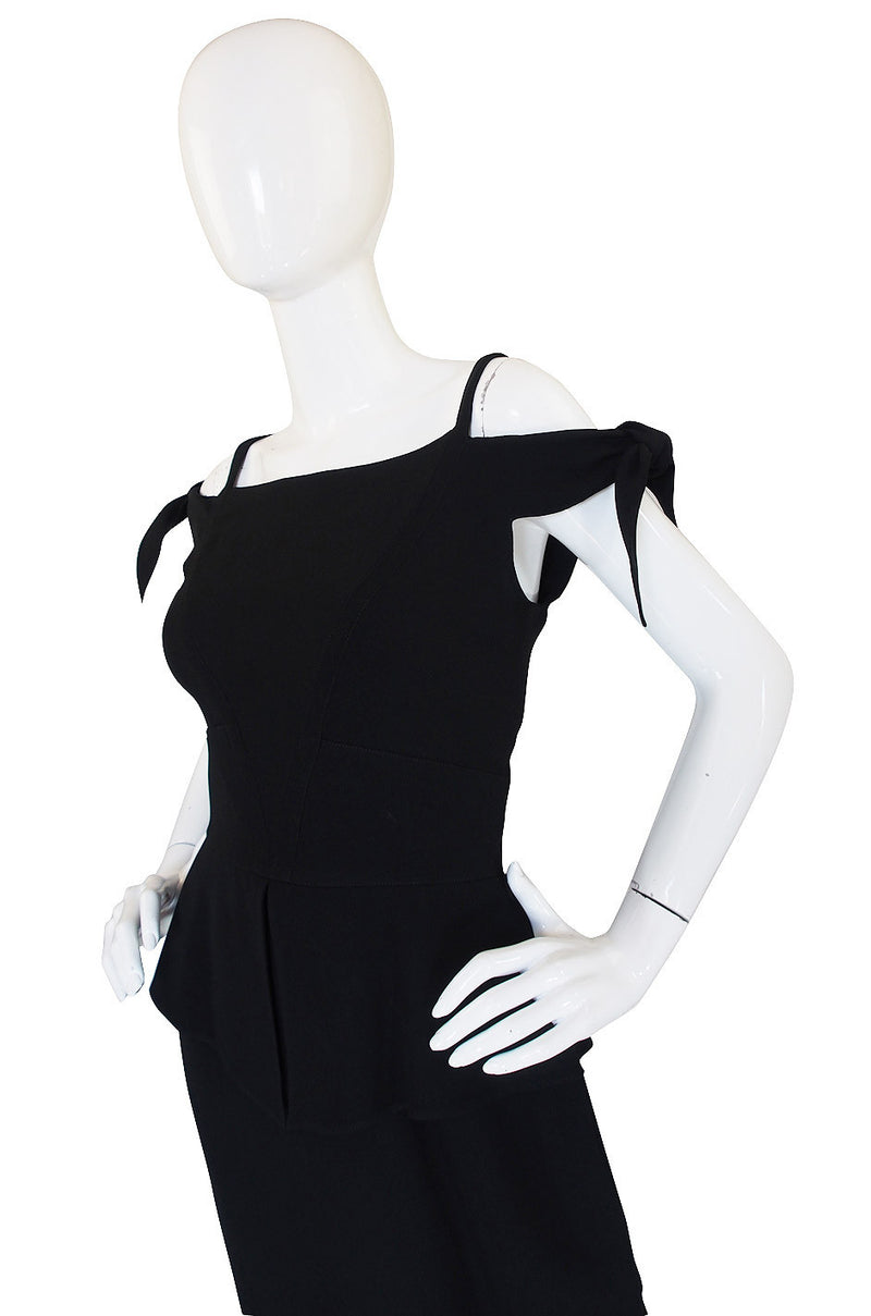 1980s Claude Montana Fitted Peplum Dress