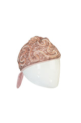 1940s Labeled Pink Sequin Tie Turban skullcap Hat