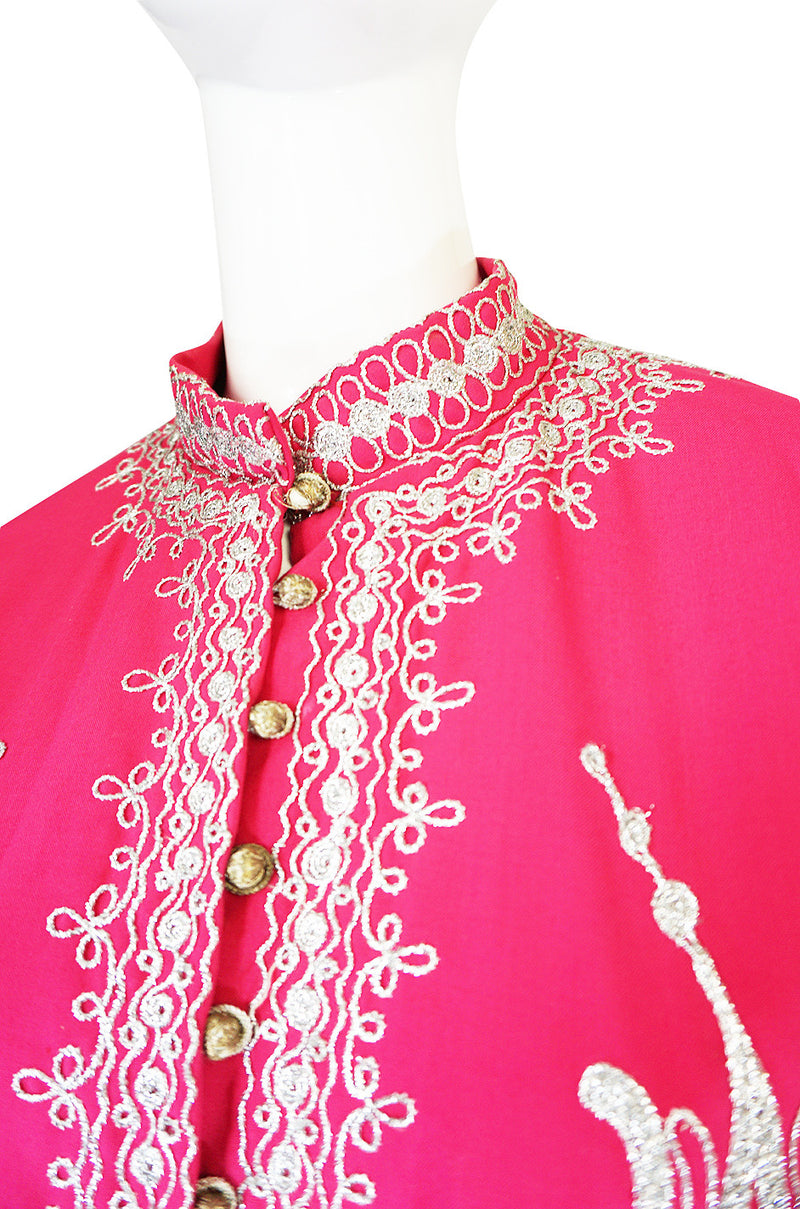 1960s Silver Thread Embroidered Pink Adonis Caftan