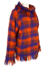 Fall 1993 Yves Saint Laurent Documented Fringed Knit Tunic Mini Dress