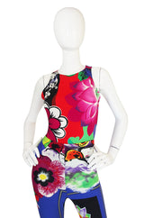 1990s Floral Versace Jeans Couture Bodysuit & Tights