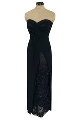 Spring 1998 Valentino Haute Couture Strapless Dress w Elaborately Beaded & Sequin Skirt