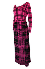 1970s Mr. Dino Pink Graphic Print Jersey Body Suit & Skirt Set