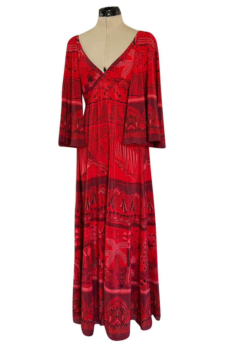Spring 2017 Valentino by PierPaolo Piccioli Red Silk Dress w Zandra Rhodes Print