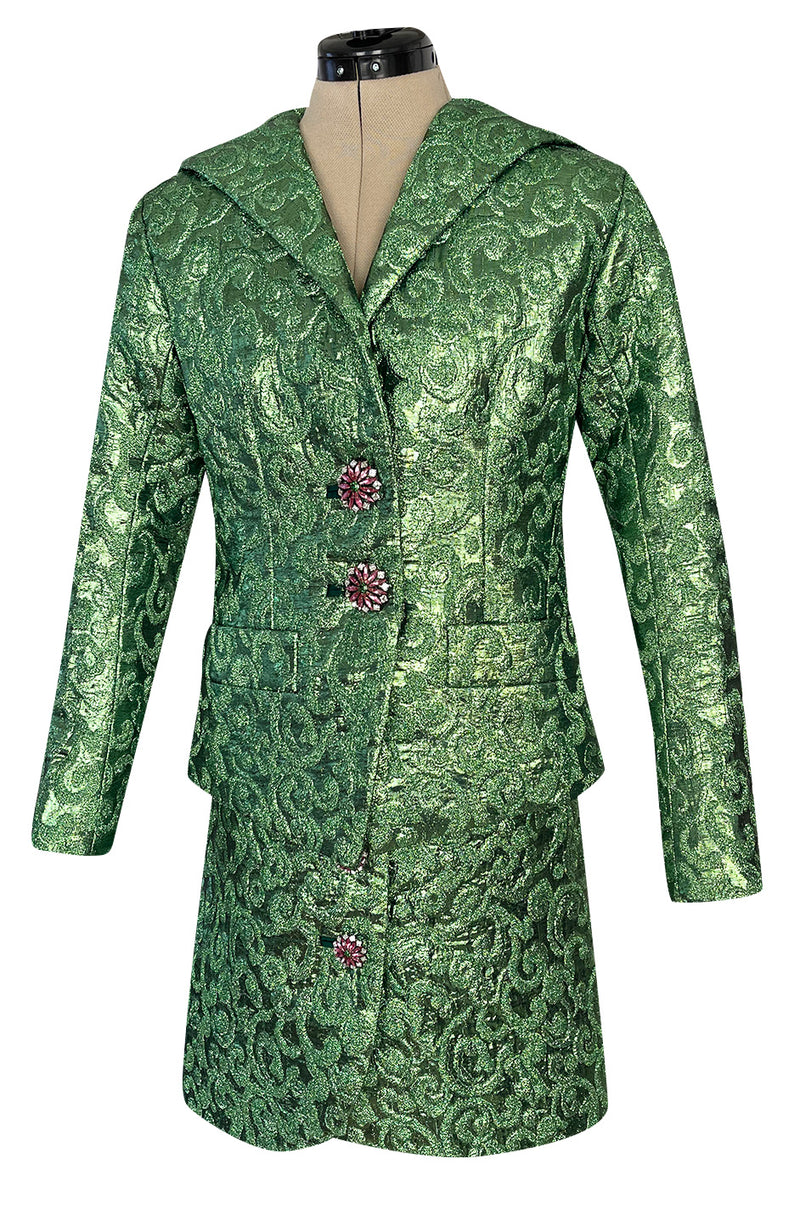 Fall 1989 Ady Couture Lausanne  Yves Saint Laurent Haute Couture Copy Green Metallic Suit