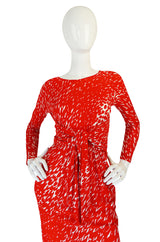 Museum Held Spring 1977 Halston Print Jersey Front Wrap Dress