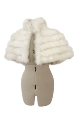 Chic & Simple Late 1990s Jacques Fath Off-White Ivory Feather Cropped Capelet