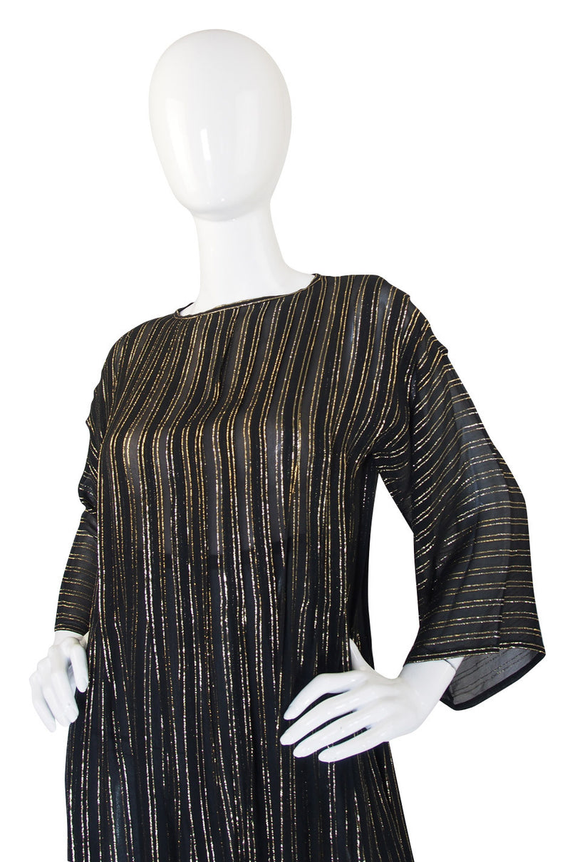 1970s Malcolm Starr Gold Thread Caftan Dress