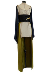 Fall 1994 Guy Laroche Haute Couture Runway Wide Sleeve Dress w Cumberbund & Back Skirt Panel