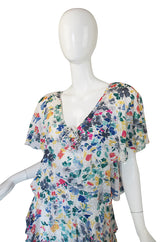 1970s Holly Harp Silk Dress w Original Tag