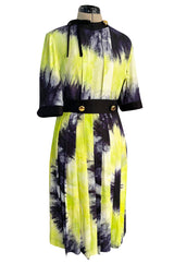 Gorgeous Spring 2019 Prada Look 41 Runway Neon Green & Navy Tie Dye Dress