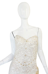 1980s Zandra Rhodes Gold & Cream Bustier Skirt Set