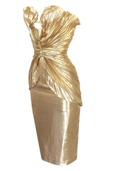 Rare Spring 1985 Thierry Mugler Bombshell Pleated Gold Lurex 'Shell' Dress