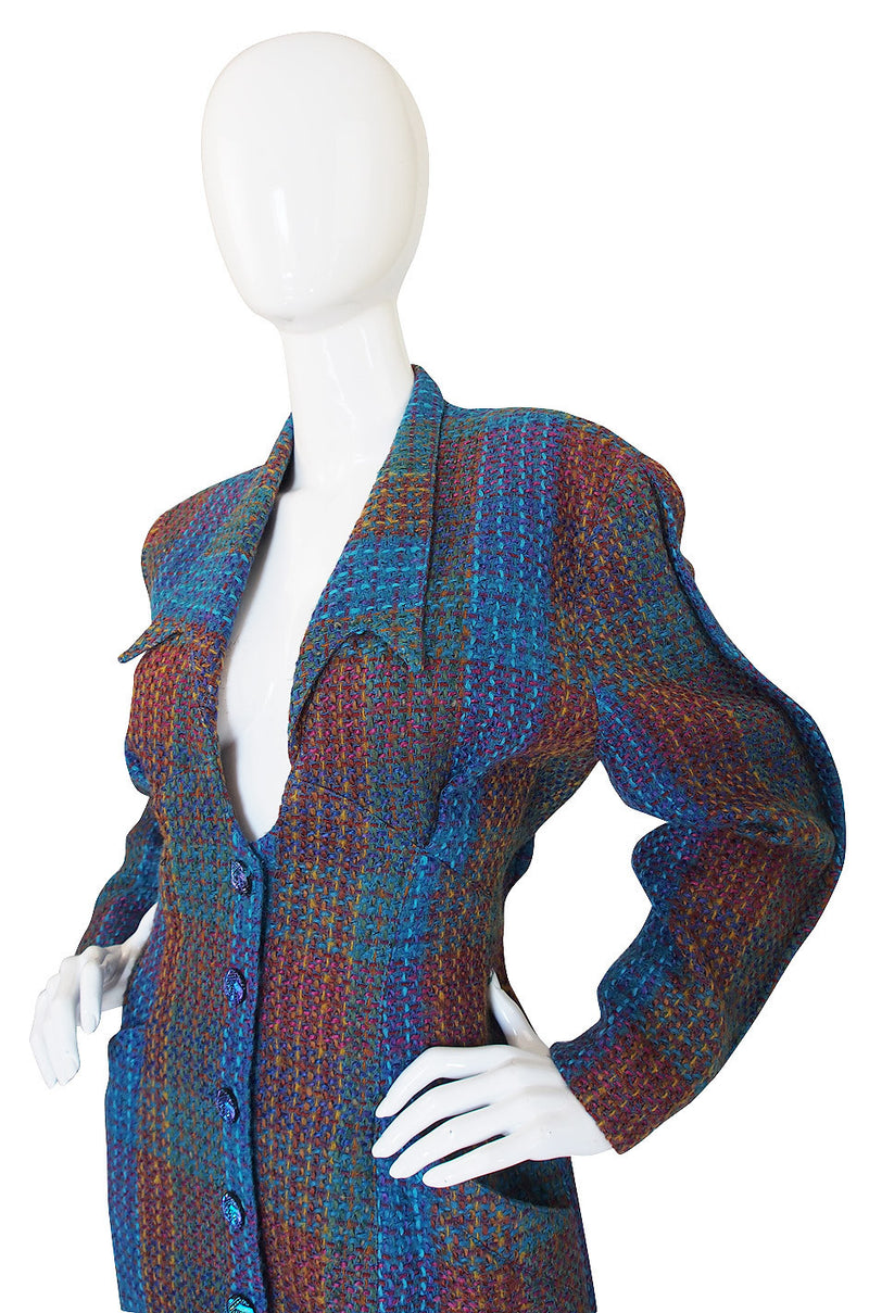1980s Thierry Mugler Blue Boucle jacket