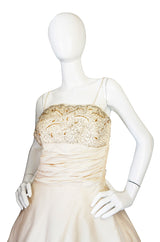 1950s Frank Starr Beaded Silk Dress