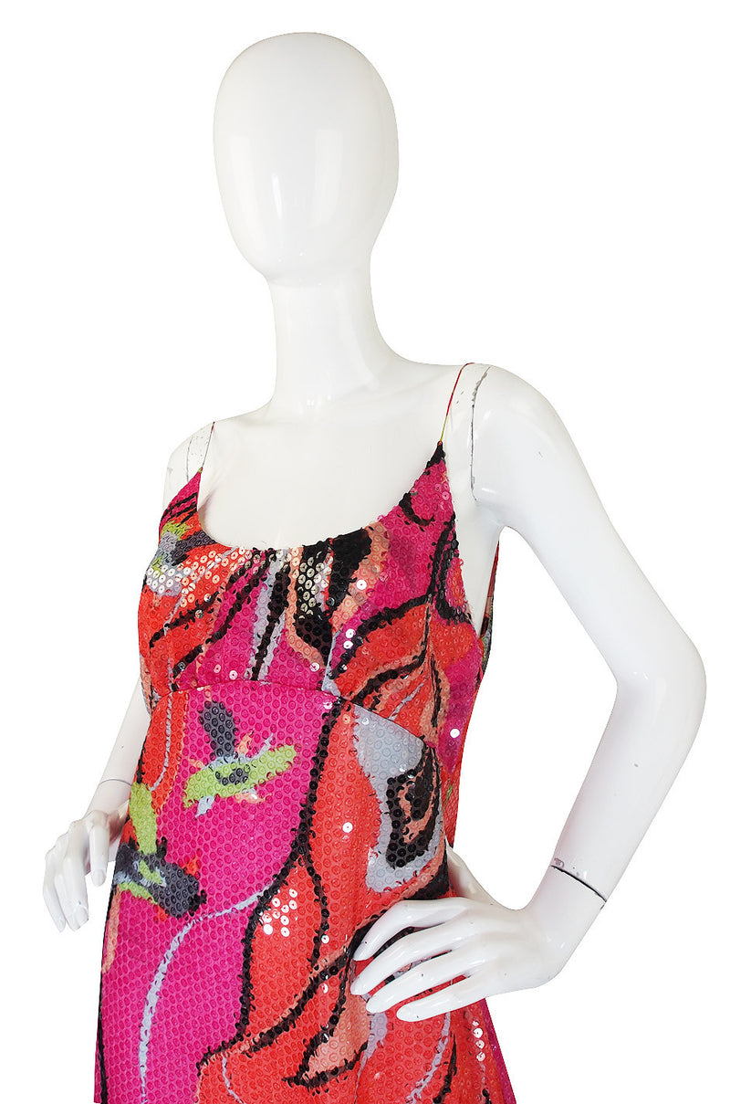 1990s Pink  Silk & Sequin Pucci Shift Dress