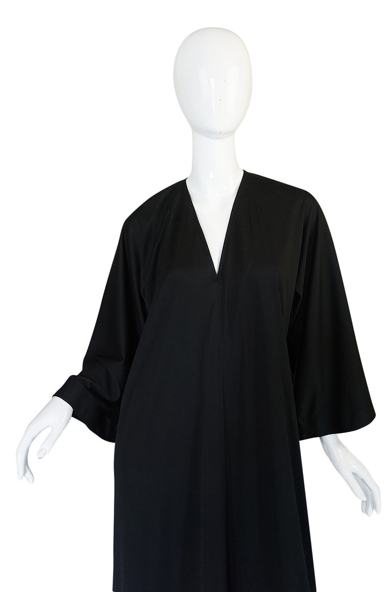 1970s Halston Simple & Chic Black Jersey Caftan Dress
