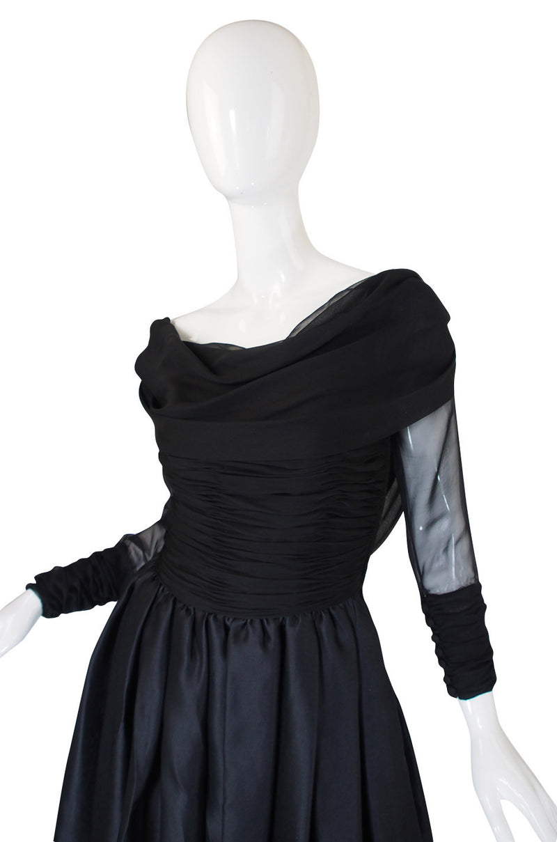 1980s Carolyne Roehm Black Silk Gown