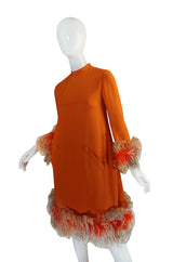 Spectacular 1960s Geoffrey Beene Silk & Feather Dress