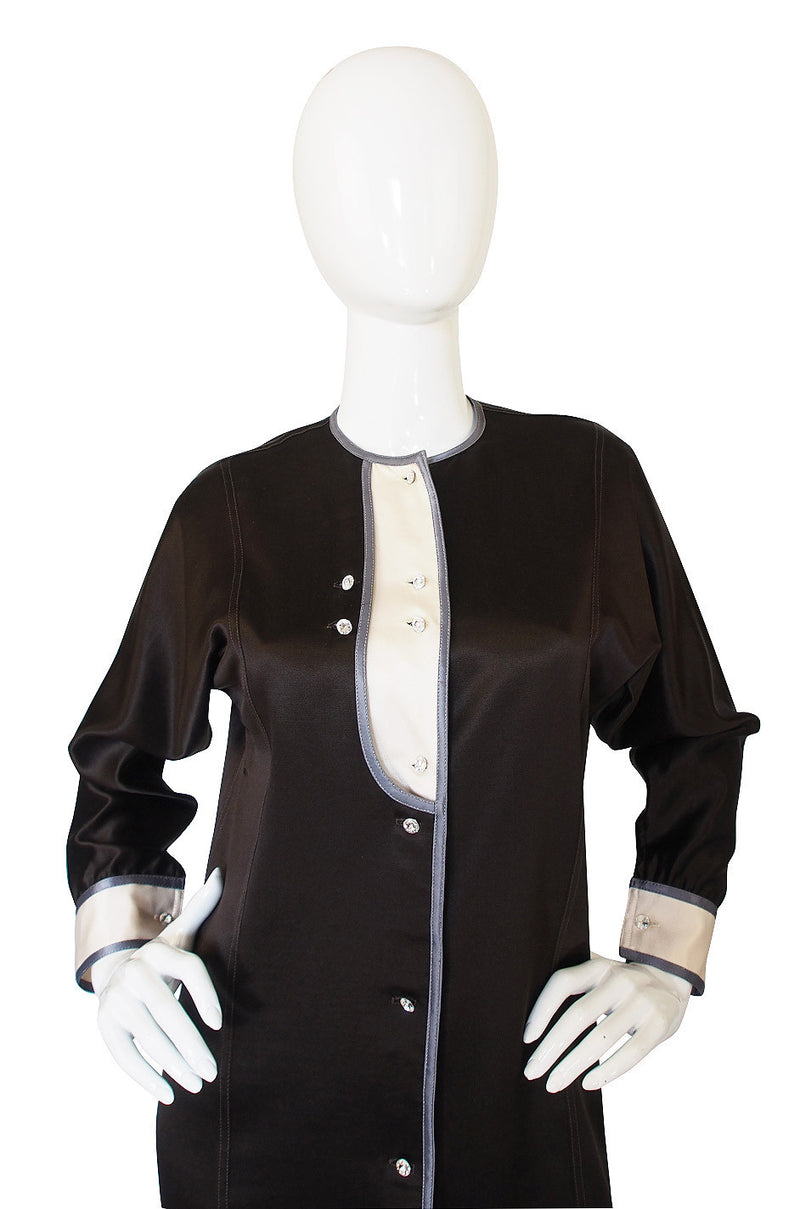 1980s Geoffrey Beene Tuxedo Shift Dress