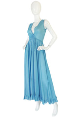 1970s John Kloss for Cira Blue Lingerie Dress