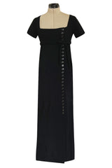 Incredible 1963 Norman Norell Black Crepe Button Dress Twin Worn by Judy Garland