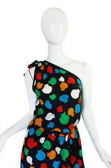 1970s One Shoulder Yves Saint Laurent Silk Dress Set