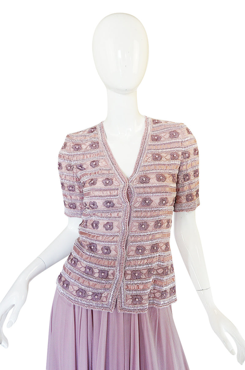 c.1977 Lesage Beaded Haute Couture Jean-Louis Scherrer Gown