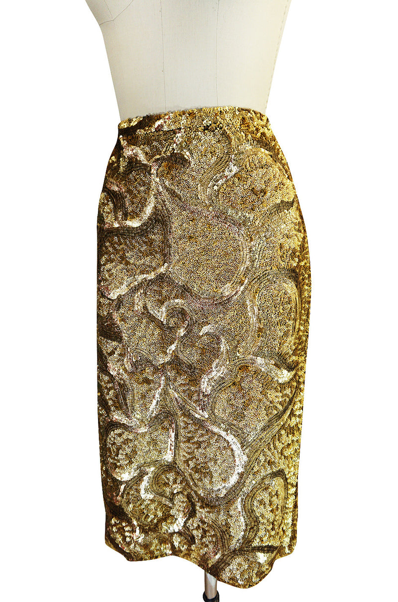 Resort 2014 Burberry Prorsum Hammered Gold Sequin Skirt