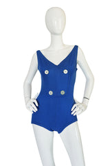 Documented 1953 Rudi Gernreich Blue Knit Bathing Suit