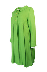 1960s Lee Parker Original Pleated Baby Doll Lime Green Coat