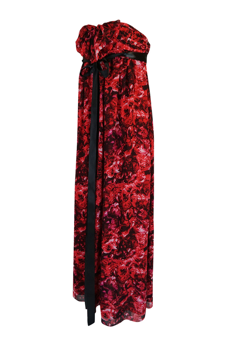 Recent Giambattista Valli Impulse Red Floral Strapless Dress