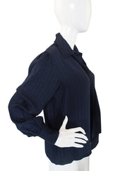 1970s Blue Silk Givenchy Top