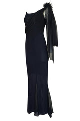 2002 Chanel Cruise Collection Midnight Blue Fitted & Trained Dress