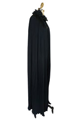 1970s Giorgio Sant'Angelo Flowing Pleated Black Cape